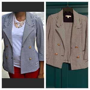 Cabi striped blazer jacket nautical black white stripe